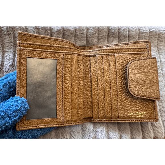 BVLGARI Leather Bi-Fold Wallet, Brown/Camel, Women Men Unisex - Picture 6 of 12